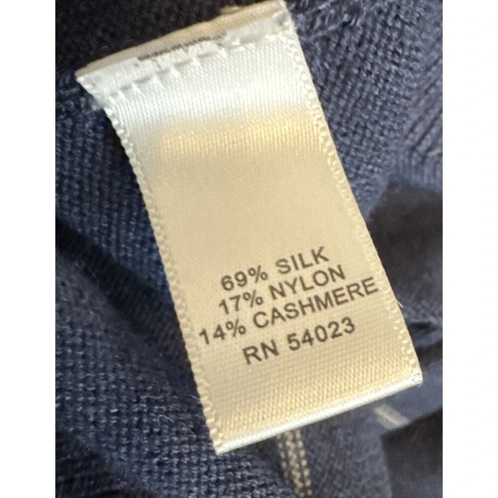 Banana Republic Blue Striped V-Neck Silk Cashmere Nylon Sweater Mens Size Medium